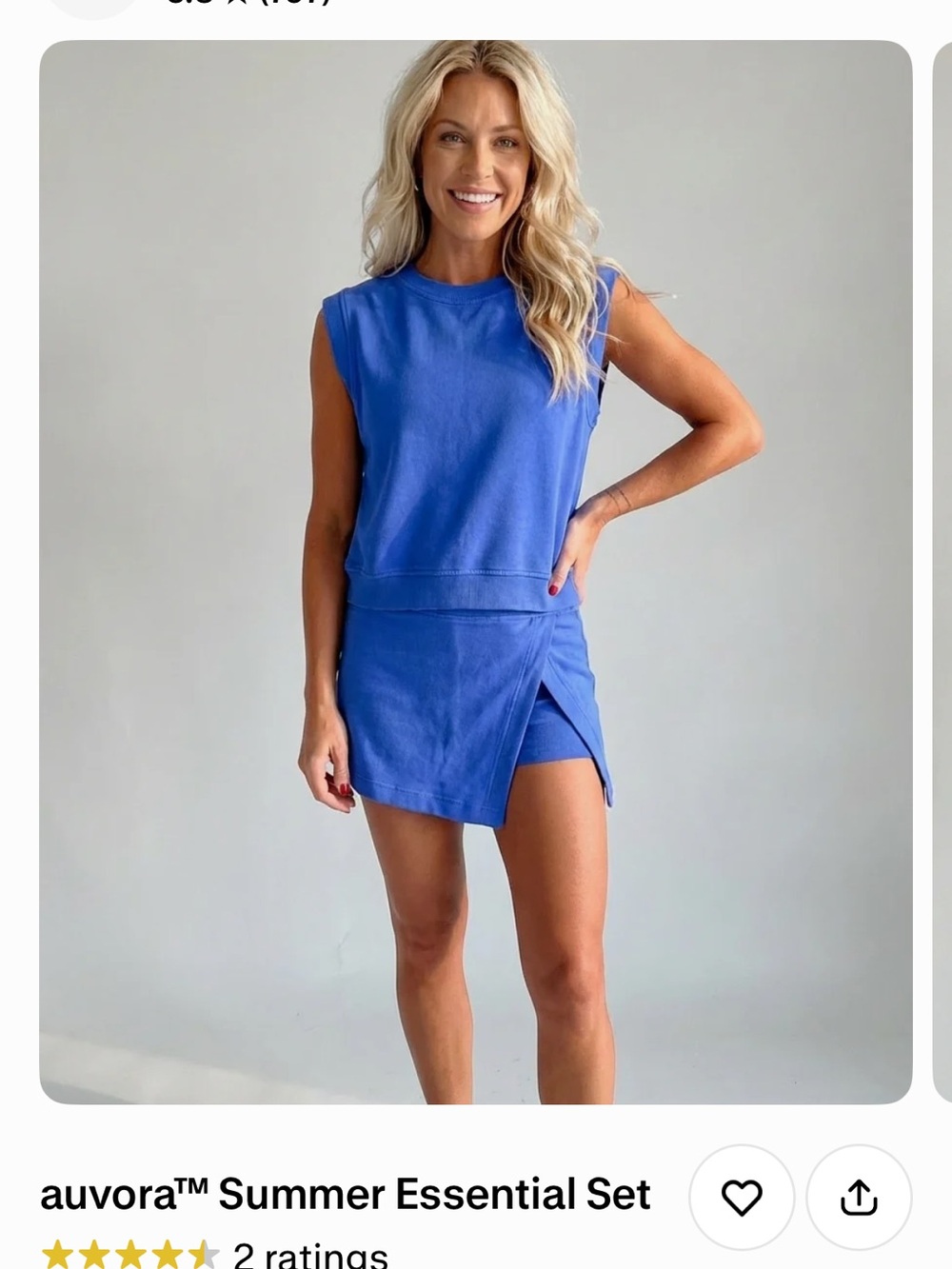 NWT Royal Blue Sleeveless Top and Skort Set